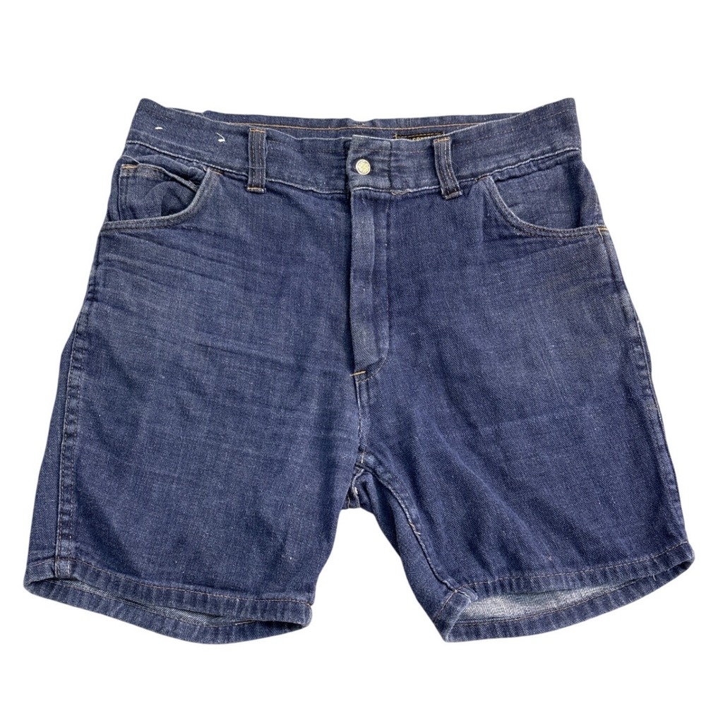 Vintage 100% Cotton Denim Shorts Mens 32 Dark Wash Made in Hong Kong 1624